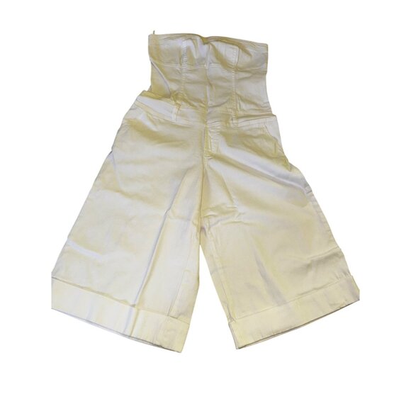 White Strapless Wide-Leg Jumpsuit With Corset Bodice Charlotte Russe Medium Y2K - Picture 1 of 5